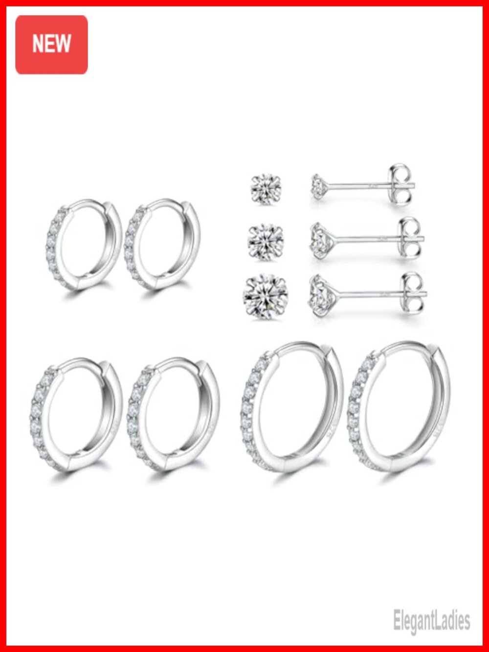 Sterling Silver Hoop and Stud Earrings Set for Women Men Hypoallergenic